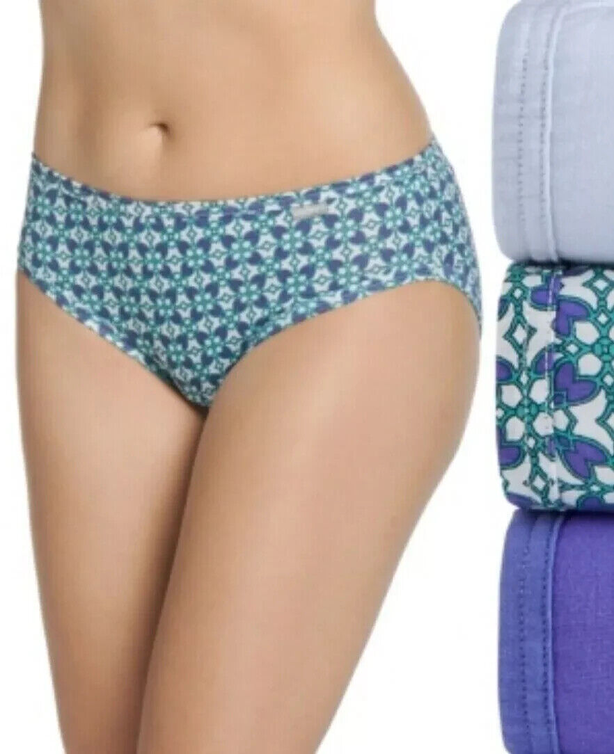 Jockey Elance French Cut Blue / Geo / Purple 3-Pack  Women's Underwear Size 9